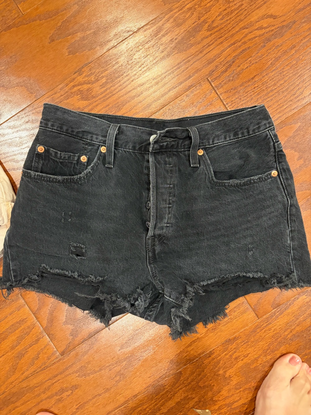 Levi's Black Distressed Jean Shorts